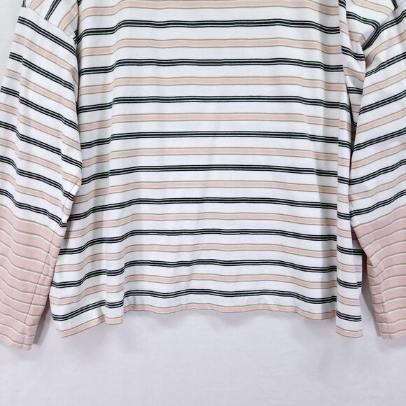 Madewell Easy Crewneck Long-Sleeve Tee Size Medium Stripe Pale Blush - Picture 5 of 12